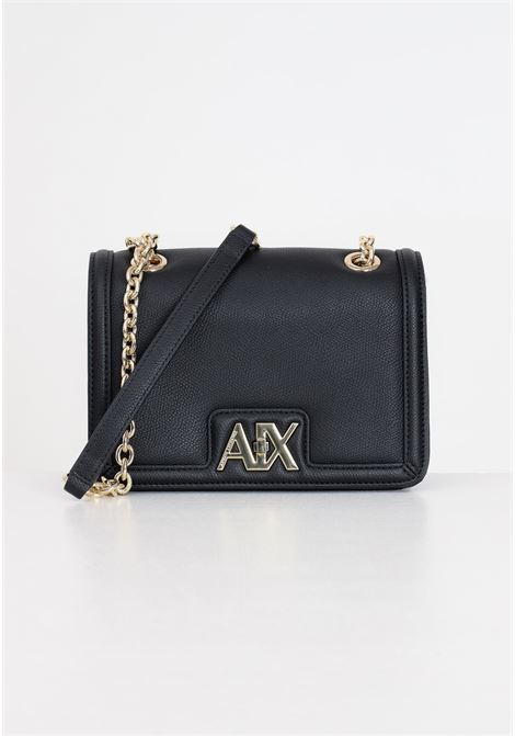 Black women's bag with golden metal logo plate ARMANI EXCHANGE | 9429864R73119921